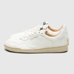 White wide toe box sneakers, product photo